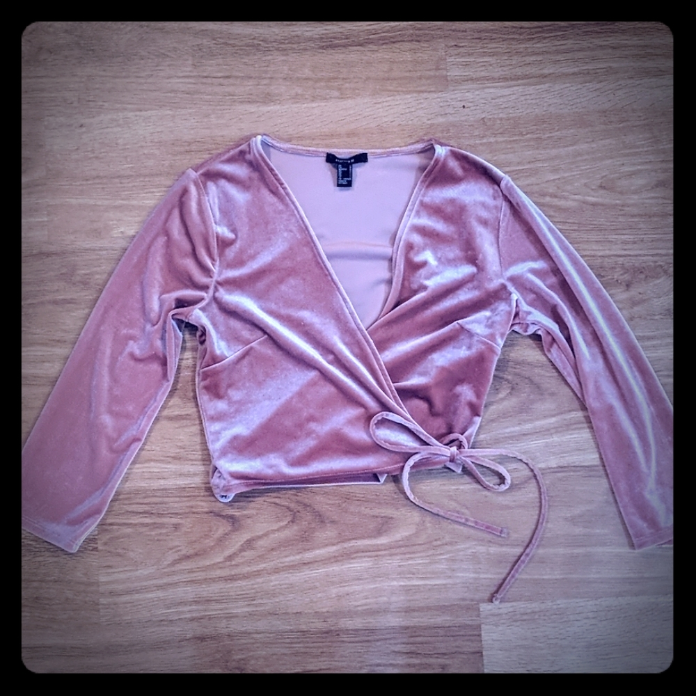 Pink velvet crop top